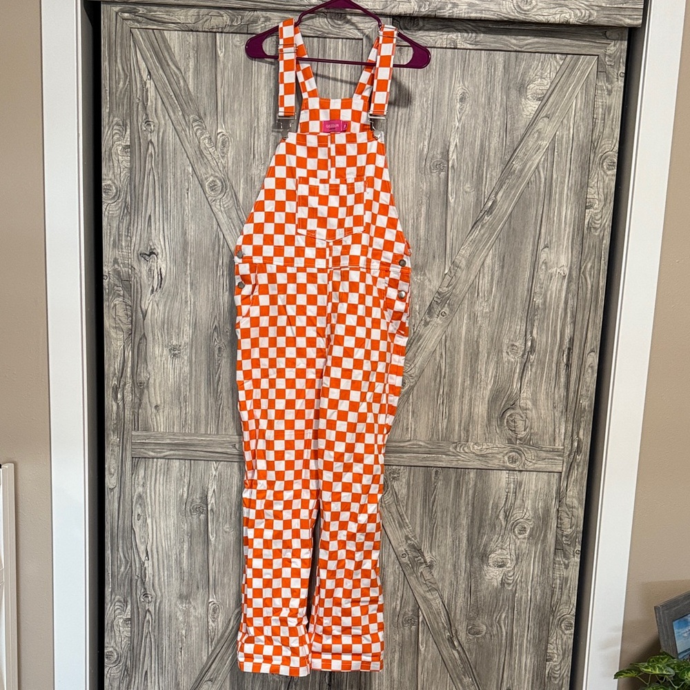 Orange and White Checkered Gameday Overalls